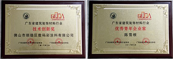 數(shù)碼彩漆再獲建筑裝飾行業(yè)兩項(xiàng)殊榮